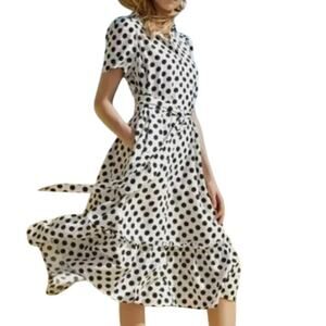 Lisa Marie Fernandez Target L Womens Polka Dot Dress Black White Resort